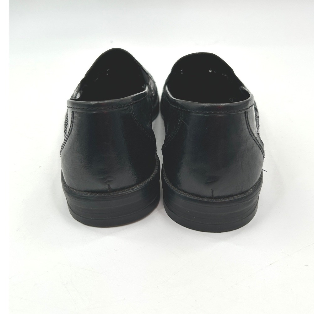 Botany 500 Woven Leather Loafers Mens 8.5W Black Basket Weave Slip On - Picture 7 of 12